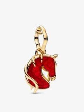 Authentic Red Fire Horse Murano Glass Dangle Charm